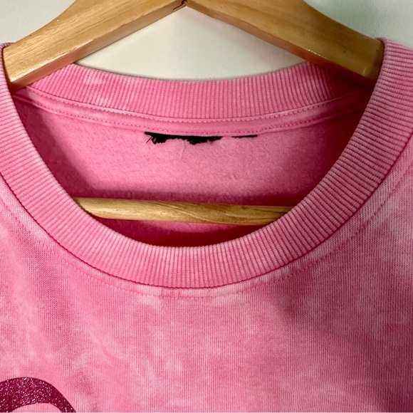 💥CLEAROUT💥Barbie Pink Marbled Cotton Blend with Glitter Sweatshirt, Medium HP - Picture 2 of 3